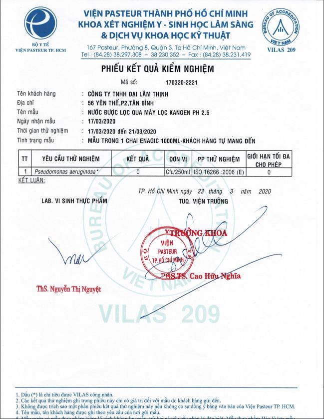 chứng chỉ nước kangen