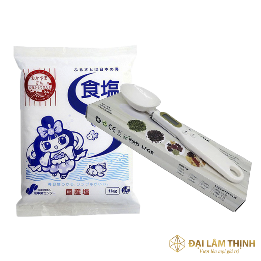 Combo Muối thô dùng cho máy Kangen + Muỗng đong lượng muối